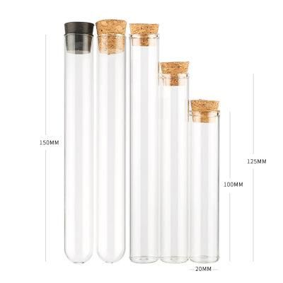 Home Decoration 5ml 10ml 15ml 20ml 30ml Mini Wishes Tube Wooden Cap Small Glass Vials