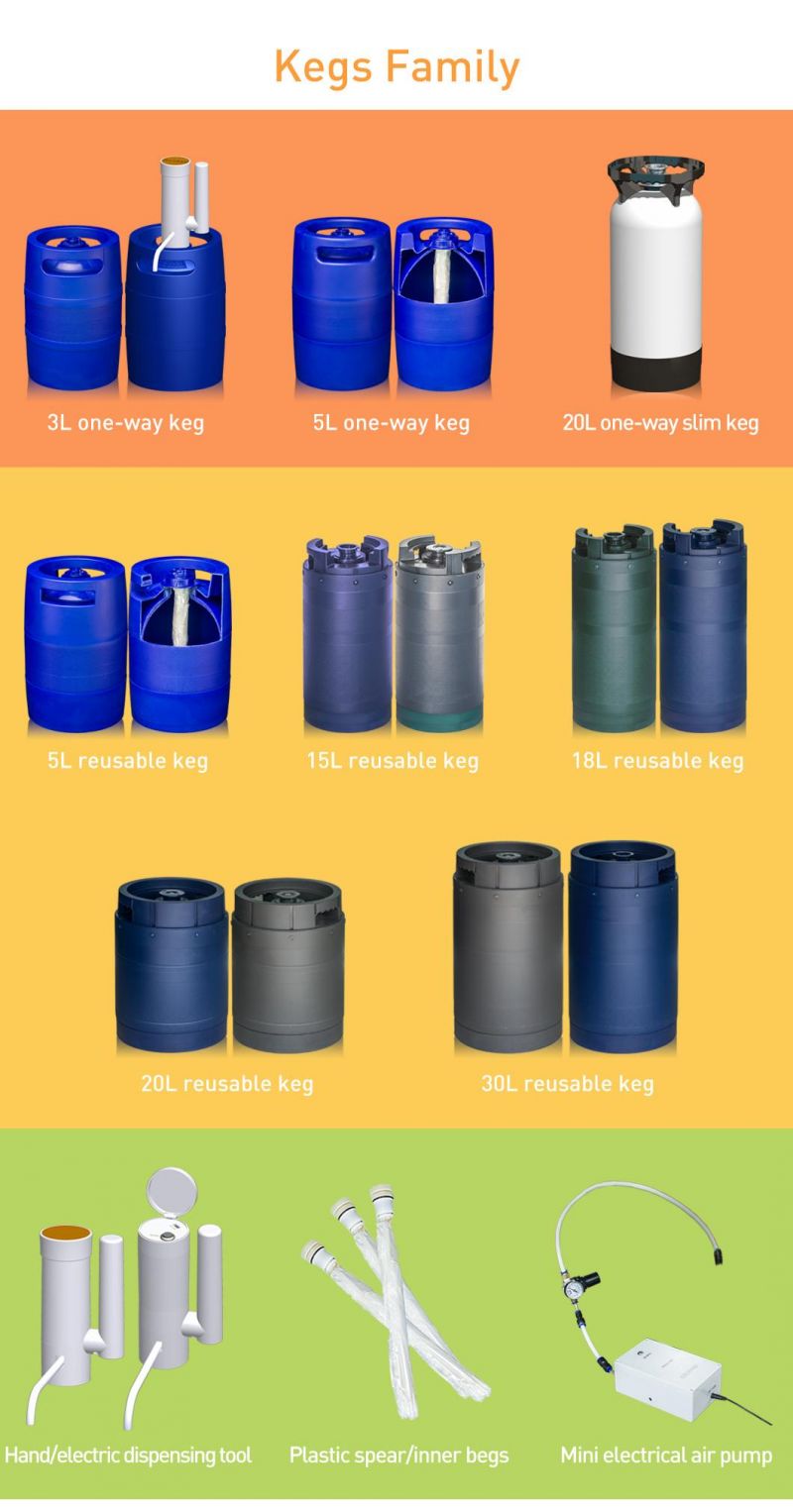 Resuable Plastic Beer Kegs 15L Beverage Keg Free of Explosion