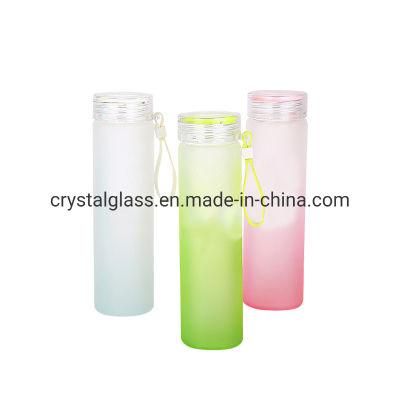 Fashion Eco Friendly Portable Clear Glass Fruit Juice Water Bottle 18oz