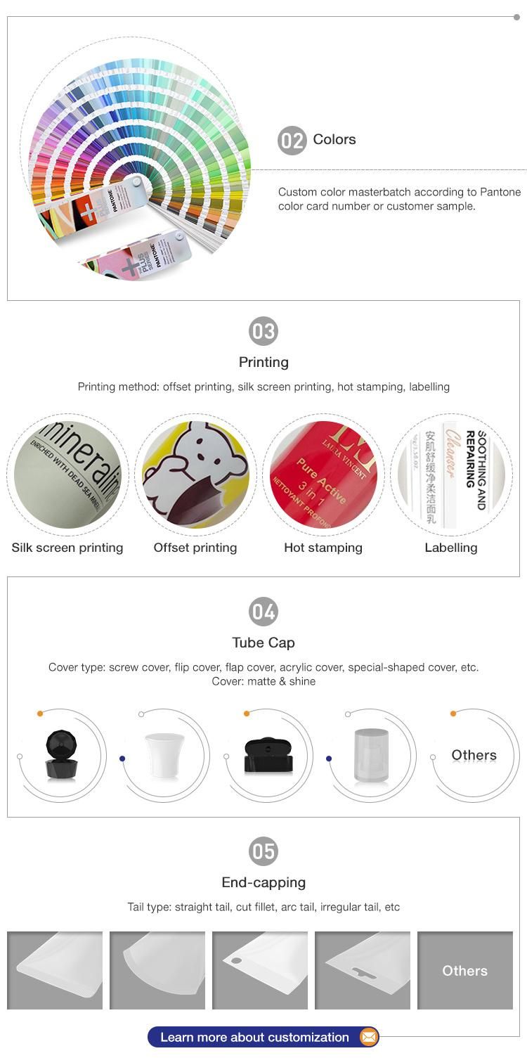Customized Size Empty 200ml Laminated Aluminum Plastic Abl Cosmetic Packaging Hand Cream Tubes