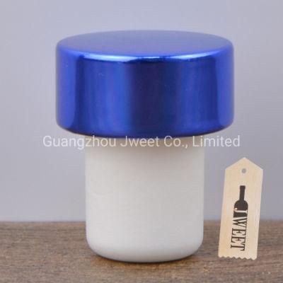Wholesale Blue Aluminum Cap Synthetic Bottle Cork Stopper