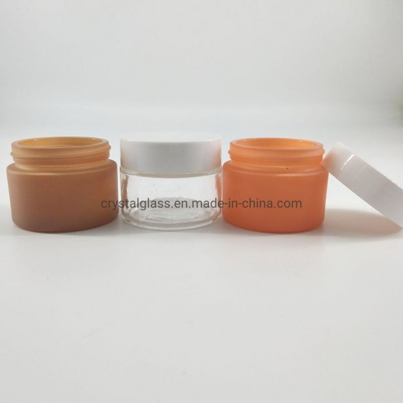 Clear or Colored Glass Cosmetic Packing Bottle Cream Jar with Plastic Lids 20ml 30ml 50ml