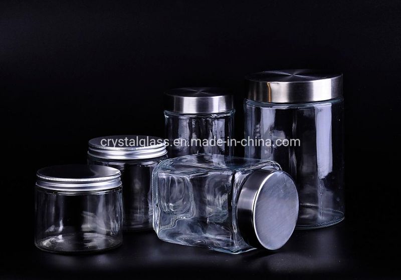 100ml 180ml 380ml 480ml Empty Flat Drum Glass Jar for Candy Food with Cap