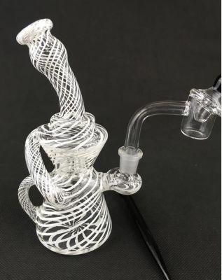 Hand Drawn White Spiral Creative Glass Bottle Water Pipe