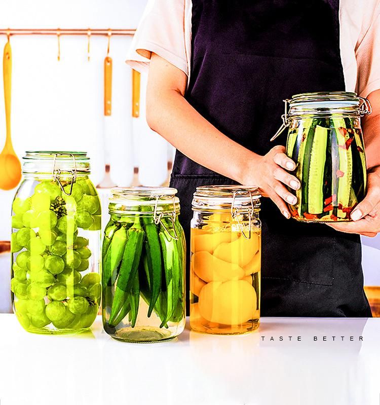 Clear Food Storage Jar with Clip Top Glass Jar