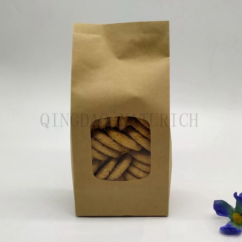 Flat Bottom Gusset Coffee Bean Tin Tie Kraft Paper Bag