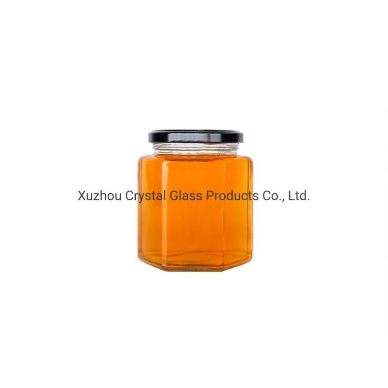 Large 730ml 24oz Hexagon Honey Jar with Metal Lid