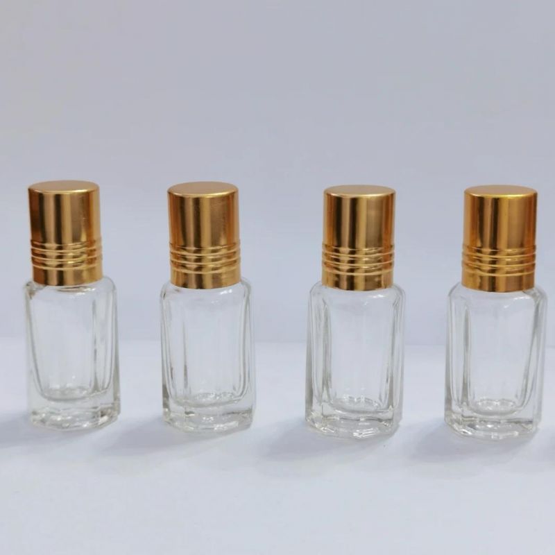 10ml Transparent Glass Ball Bottle Essential Oil Bottle Octagonal Ball Bottle with Gold Cap