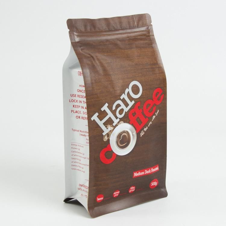 Stand up Kraft Paper Coffee Bag with Valve Ziplock Pouch