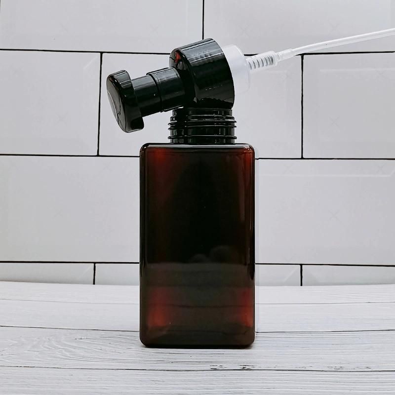 Customized 250ml 450ml Green Amber Square PETG Plastic Liquid Foam Soap Dispenser Bottle in Bathroom with Pump