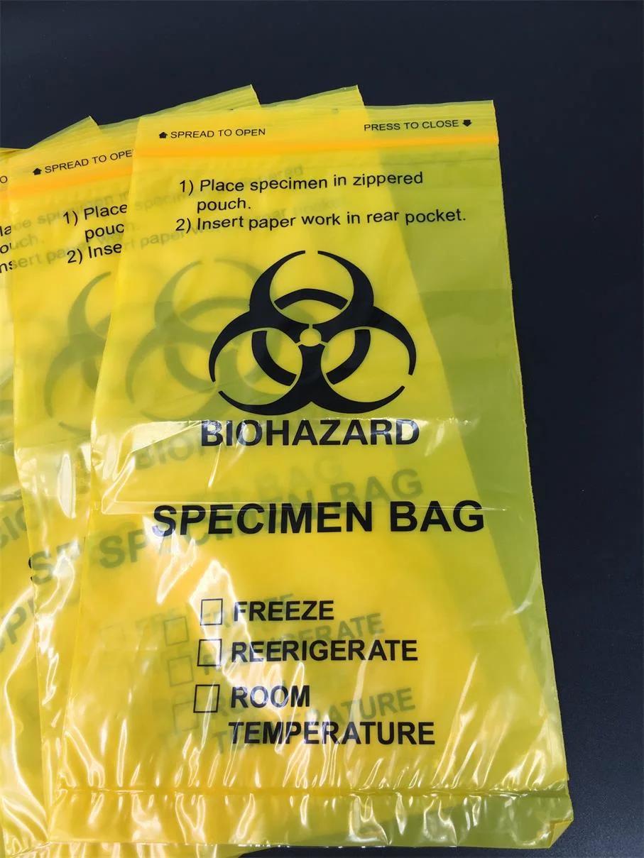 Ht-0765 Hiprove Brand Standard Yellow Color Zip Lock Bags for Biohazard Waste