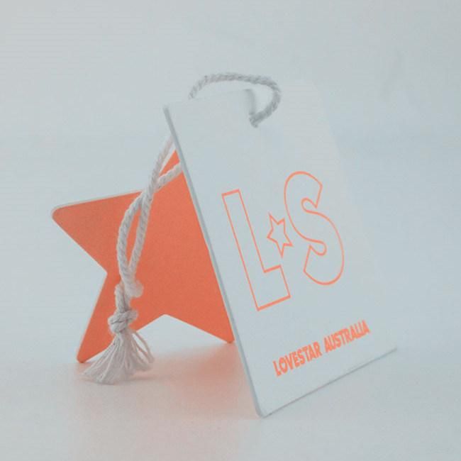 Custom Star Shiny Logo Coated Paper Clothing Tag