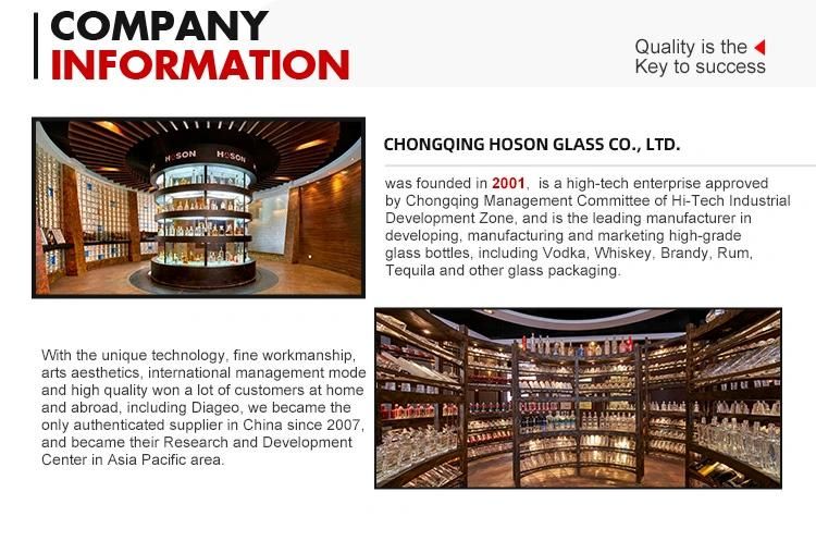 Hoson Custom Wholesales Super Flint Liquors Spirits Xo Brandy Wine Glass Bottle 700ml 375ml 500ml 750ml