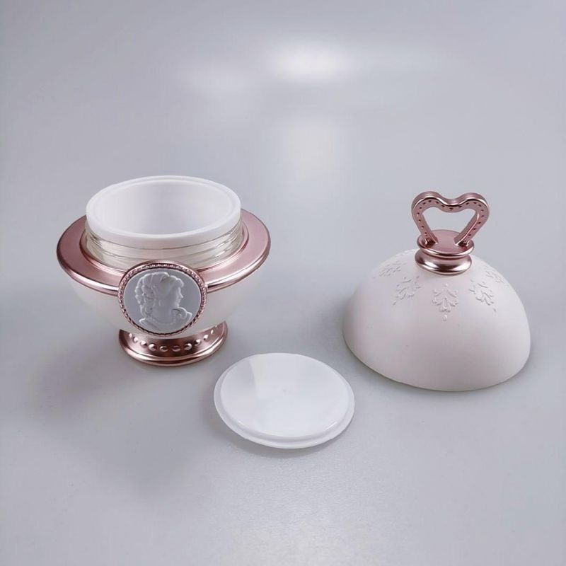 Luxury 30g 50g Heart-Shaped Empty Pink Acrylic Jar for Cream