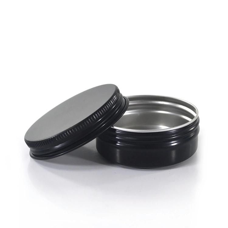 30g Empty Aluminium Cosmetic Pot Jar Tin Container Black Painted Sample Lined EPE Insert