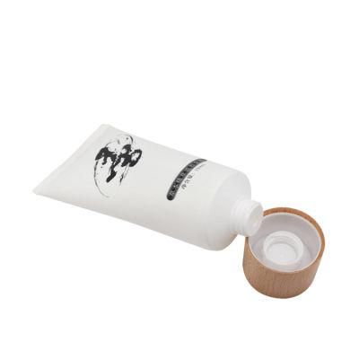 Cream Cosmetic Packaging Tubes with Wood Grain Cap