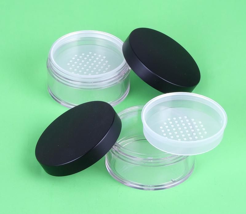 20g Factory Supply Elegant Clear Base Larger Size Black Round Loose Powder Case