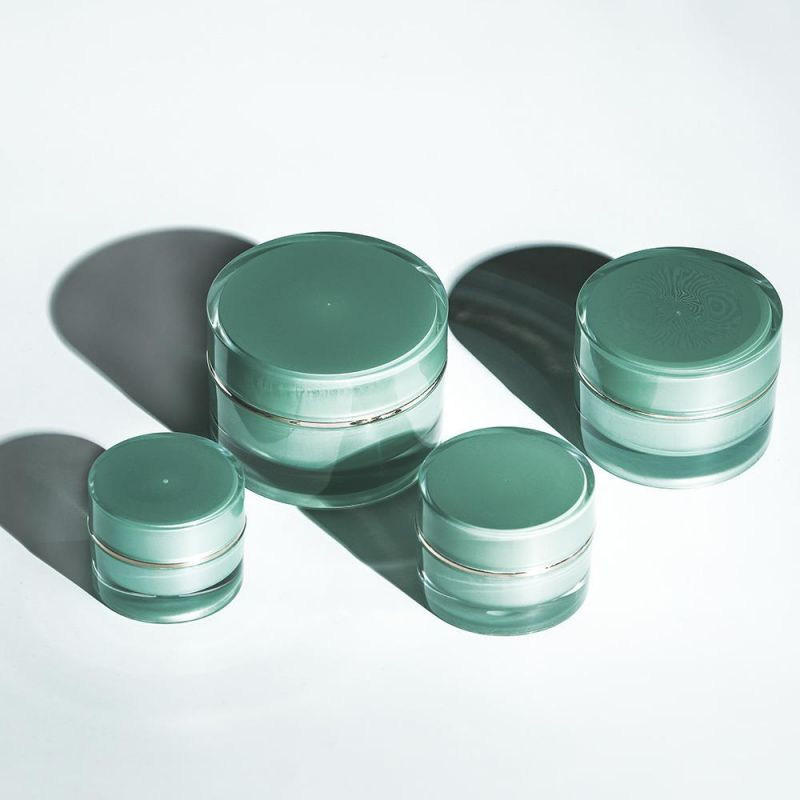 Best Price in Stock Low MOQ 10g Green Plastic Acrylic Cream Jar for Skin Care Packaging