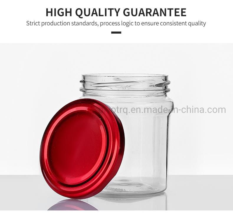 360ml Food Grade Plastic Sauce Jar Strawberry Jam Honey Package Bottle with Metal Cap
