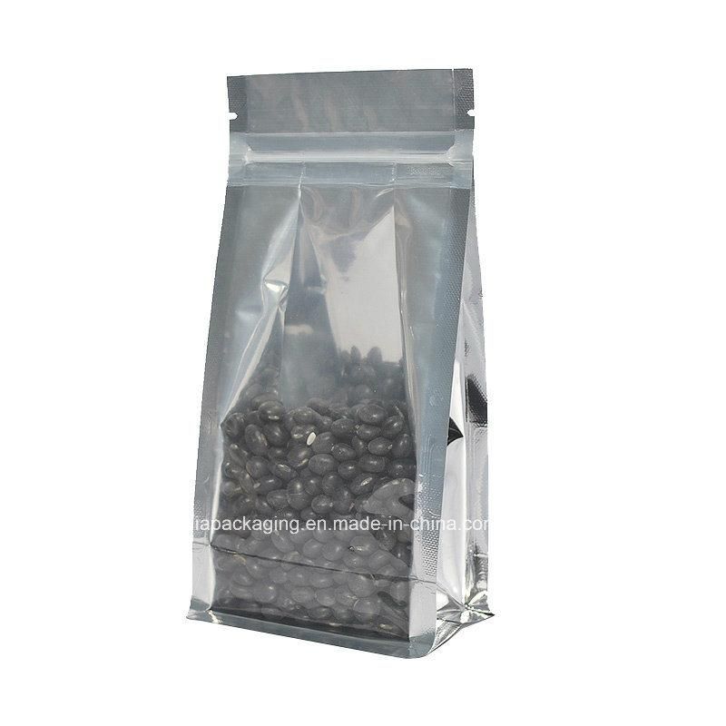 Silver Metallic Mylar Stand-up Side Gusset Ziplock Bags W Window