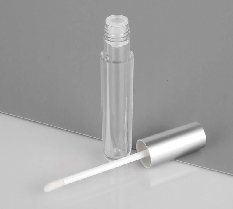 Hot-Sale Cosmetic Round Lip Gloss Tube Packaging with Brush Sliver Customized Empty Lip Gloss Containers Tube