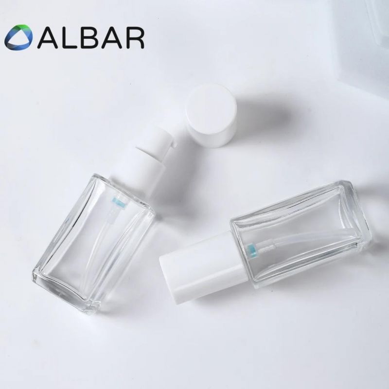 Customize Frosted Square Press Pump Glass Bottles for Cosmetics and Makeups