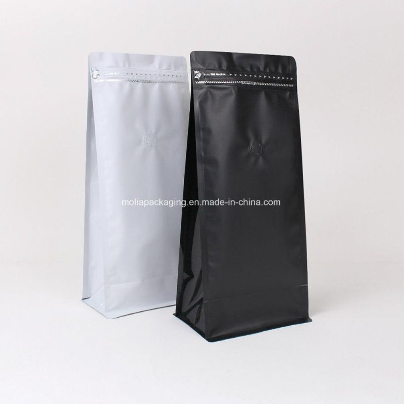 Black Matte Color Aluminum Foil Flat Bottom Stand up Black Pouch with Pocket Zipper Bags