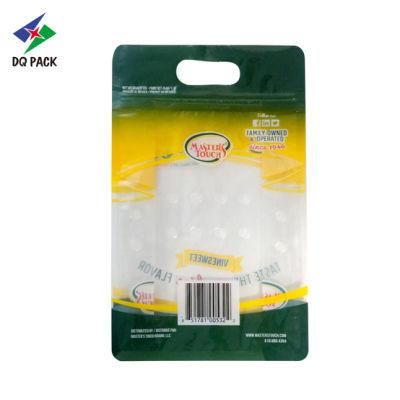 Dq Pack Custom Printed Mylar Bag Custom Logo Packaging Bag Quad-Seal Flat Bottom Bag with Hadle for Rice Packaging