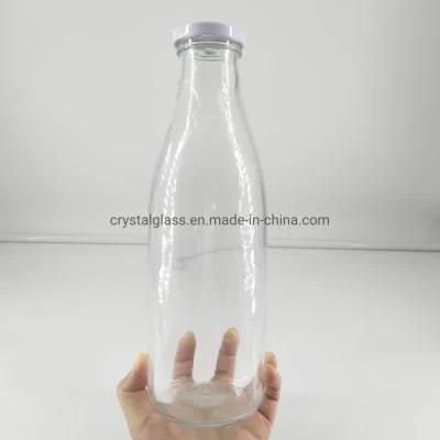 250ml 500ml 1000ml Round Glass Fresh Milk Bottle with Metal Lid