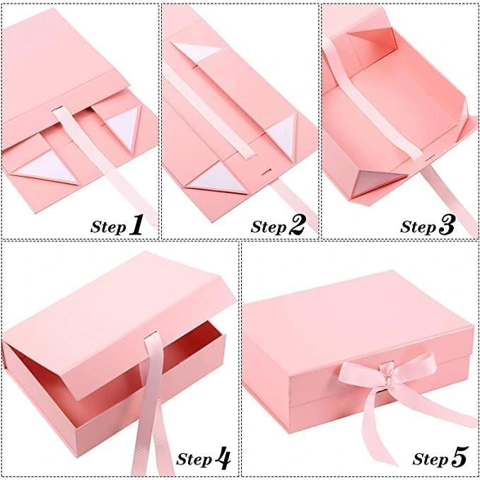 Custom Cardboard Foldable Gift Boxes Paper Collapsible Cloth Storage Bins Cubes Boxes
