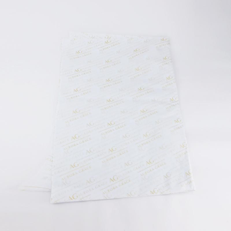 Gold Color Printed Logo White Tissue Wrapping Paper