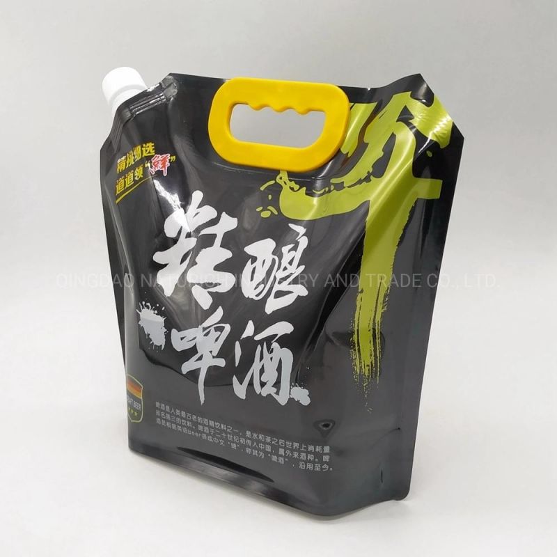 Custom Printing Transparent 3L 5L Liquid Spout Bag with Handle