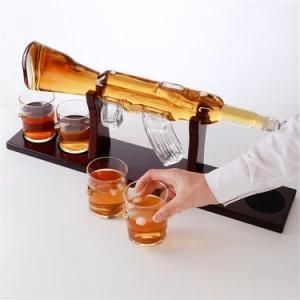 Hot Sale Popular 800ml 1000ml Ak-47 Gun Shape Liquor Glass Bottle with Gift Box