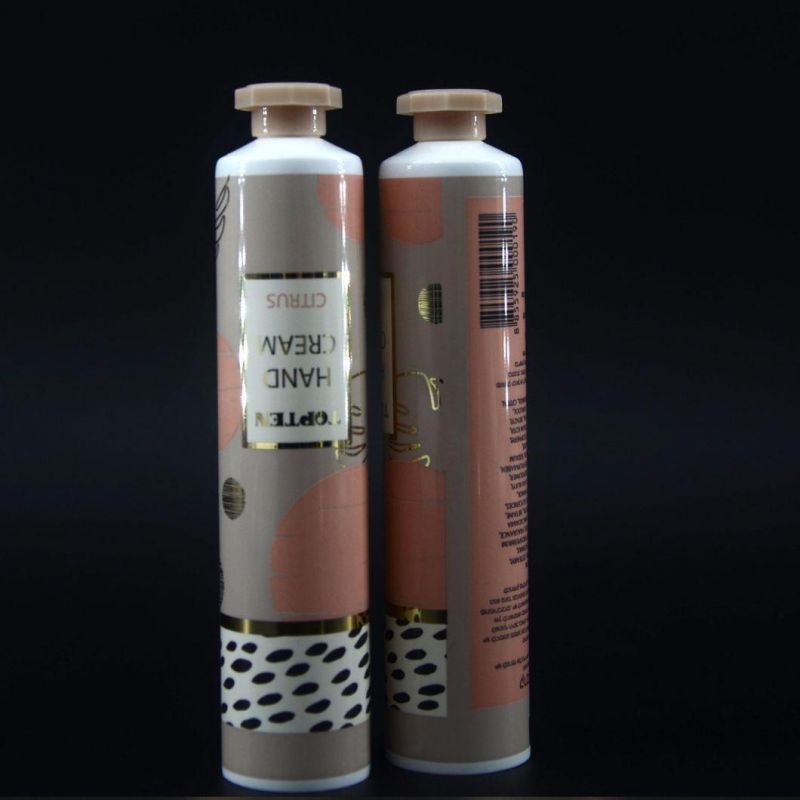 Round Tubes PE Plastic Shiny Brown Matt Brown White Cream Soft Tube Cleanser Tube Hand Lotion Tube with Black Flip Cap