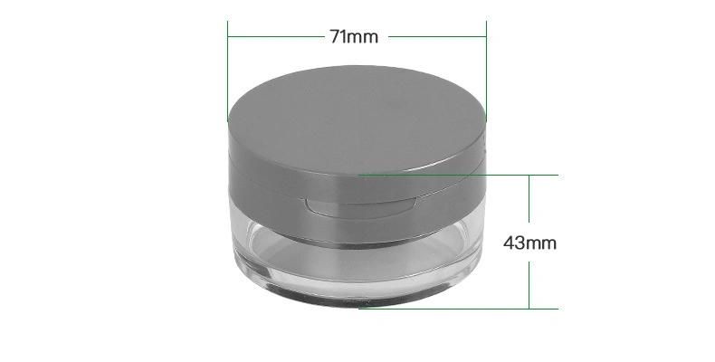 15g Empty Round Plastic Loose Powder Case for Glitter Powder with Mirror