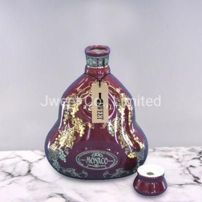 Food Grade Ceramic Brandy Bottle Manufacturer Ceramic Spirit Brandy Bottle