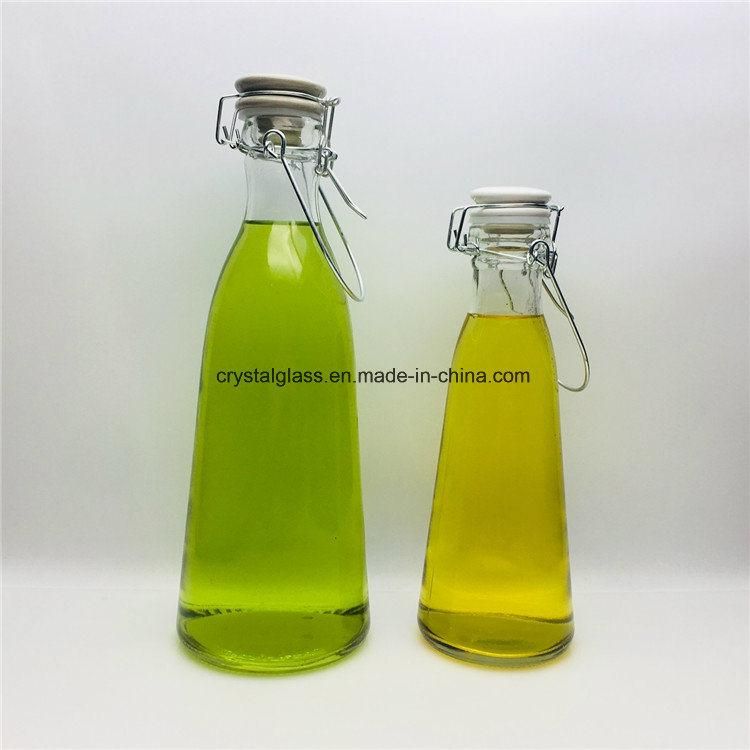 250ml 320ml Long Cone Shape Frost Glass Beverage Juice Bottle