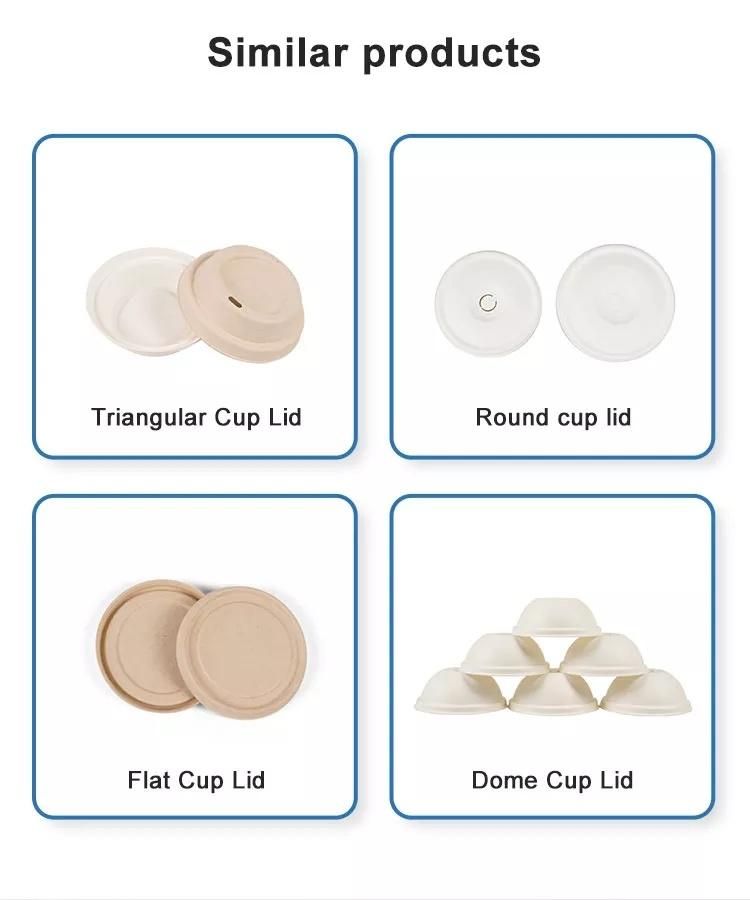 8 12 Oz 80 90mm Disposable Biodegradable Dome Flat Cover Surgarcane Bagasse Coffee Cup Lid