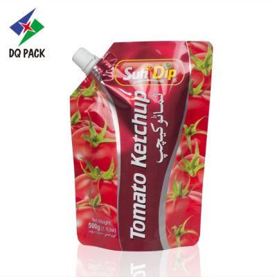 Dq Pack Biodegradable Supply Plastic Fruit Juice Stand up Beverage Spout Pouch with Oblique Spout