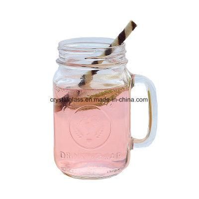 Custom Made ODM Mason Jar with Handle and Straw