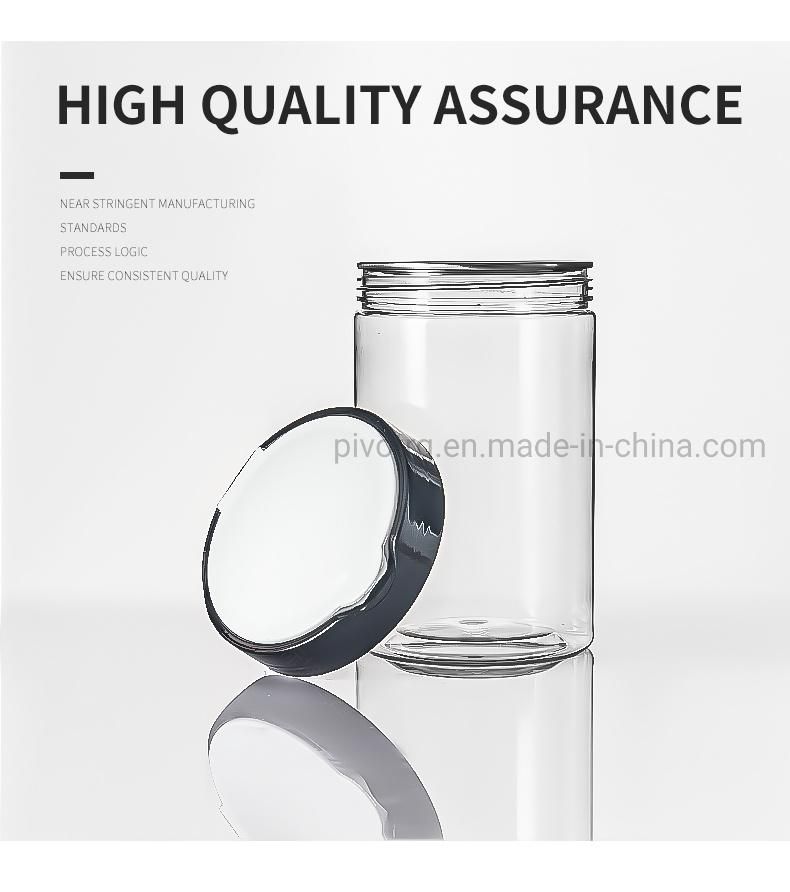 420ml Plastic Pet Custom Aluminum Cap Transparent Packaging Bottle Jars for Food Nuts Candy Cosmetic Perfume