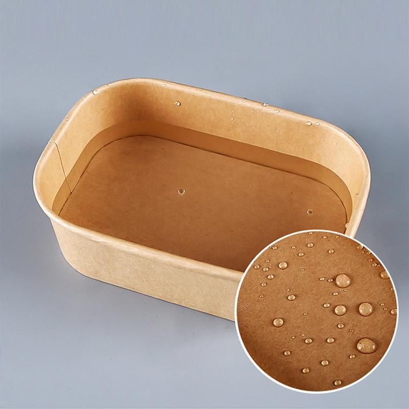 Free Sample Available Biodegradable Disposable Kraft Rectangle Paper Bowl for Sale