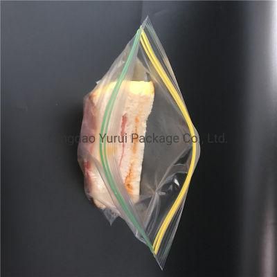 Plastic Resealable LDPE Double Zipper Coloured Freezer Bag for Sandwich