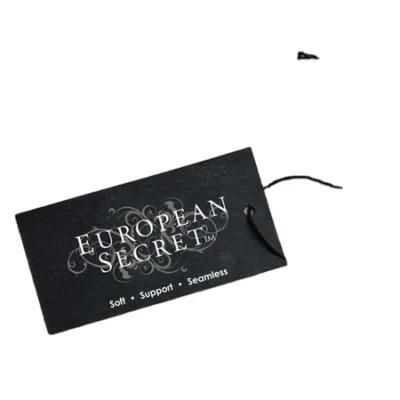 Custom Logo Gold Foil Border on Transparent PVC Paper Cardboard Hang Tag with Ribbon String Pin