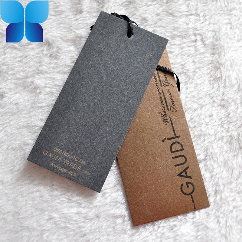 China Rectangle Printing Kraft Paper Hangtag String Loop for Garment Label