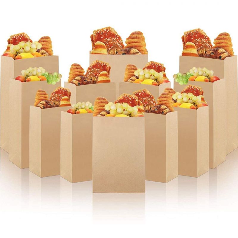 Snack Baking Food Bread Packaging Paper Bag with Square Bottom