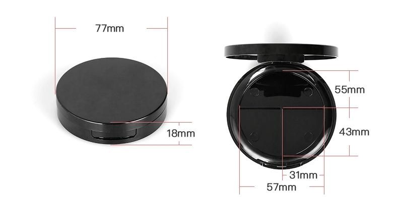 5 Hole Round Plastic Empty Black Case Makeup Box Eyeshadow Case with Mirror