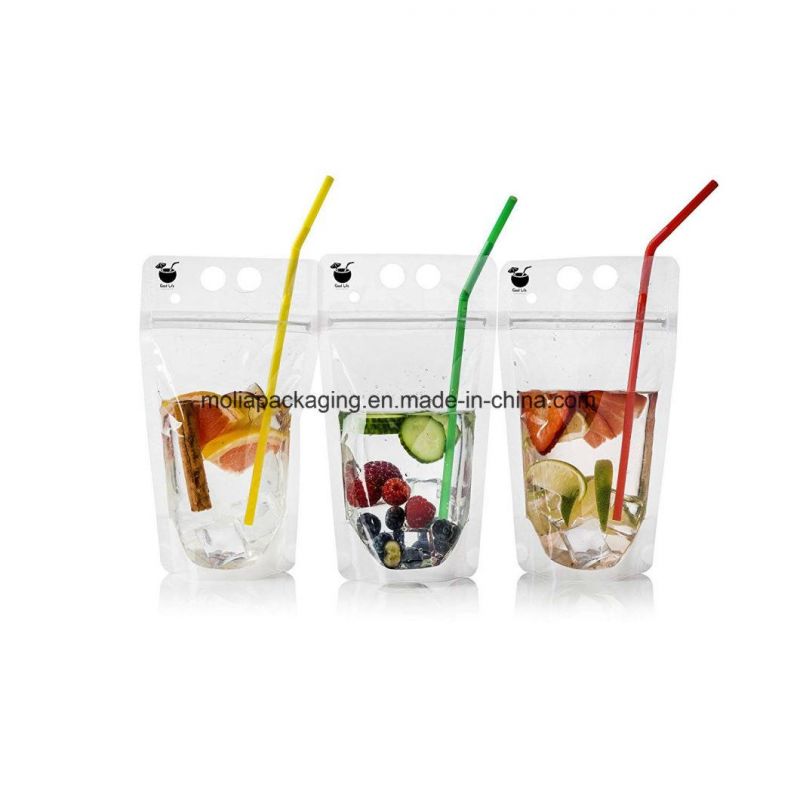 Biodegradable Hand-Held Waterproof Clear Pouch Juice Stand up Pouch with Zipper