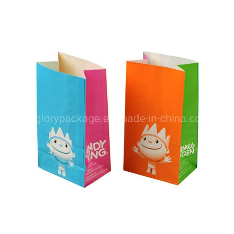 Square Bottom Take Away Fast Food Packaging Kraft Paper Bag