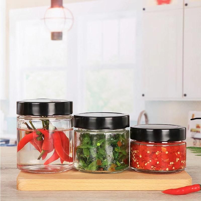 280ml Round Clear Empty Food Storage Glass Pickle Jar with Tinplate Cap